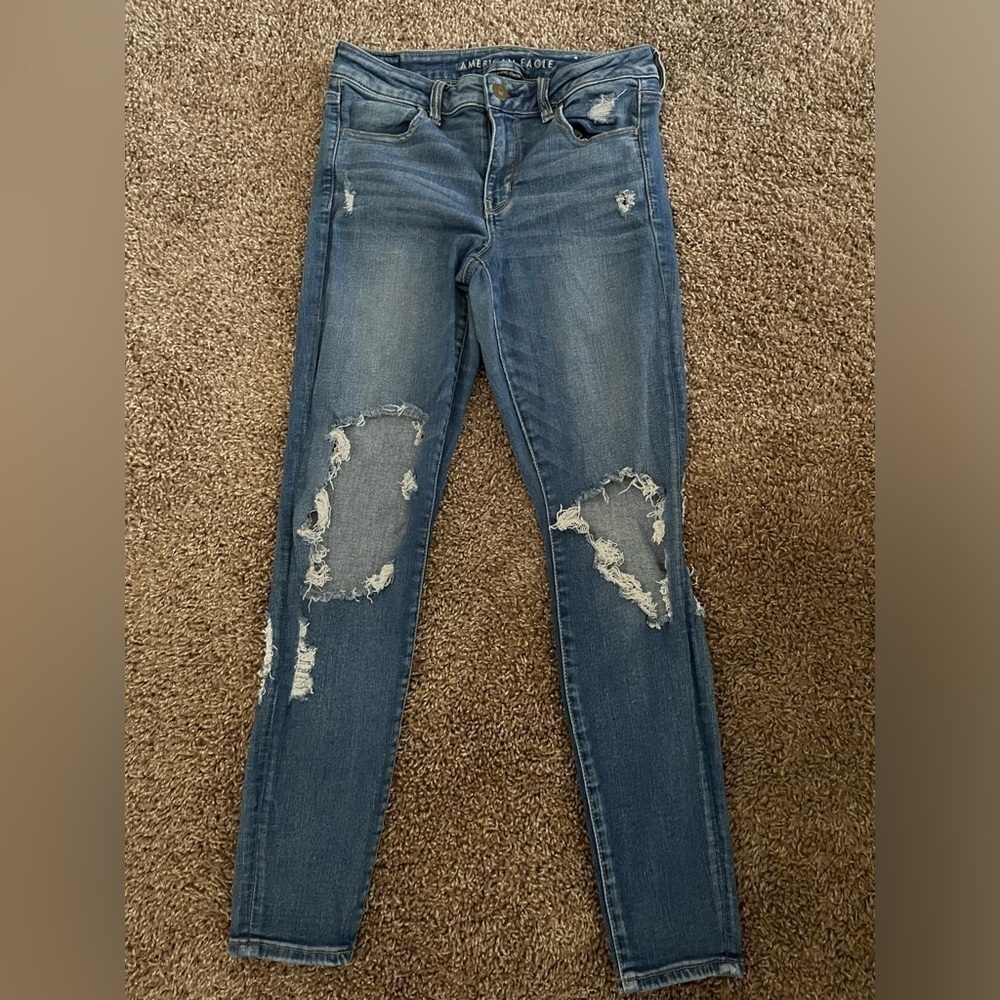 American Eagle Outfitters Blue Distressed Jeans